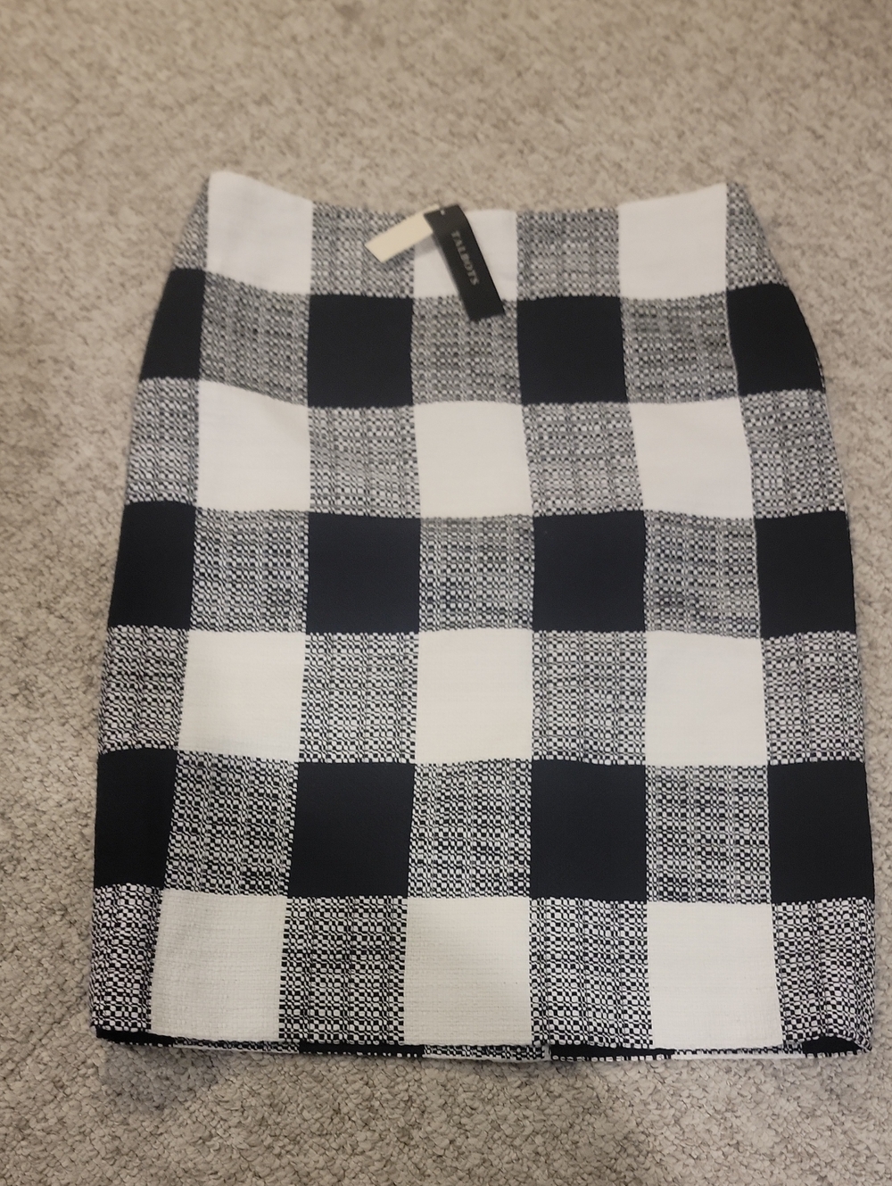 Talbots Black and White Buffalo Check Pencil Skirt